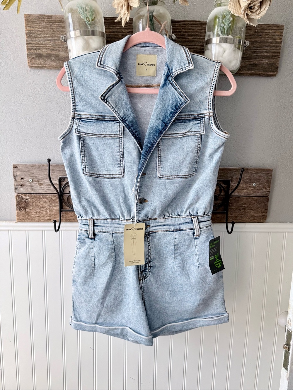Light Wash Denim Sleeveless Romper by